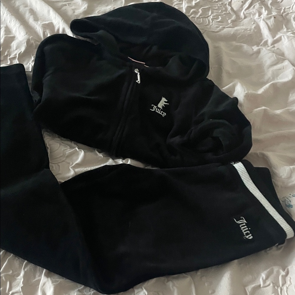 Juicy Couture Black Velvet Top with Silver Logo